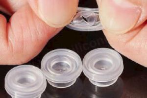 Close-up of micro-molded LSR gaskets and valves