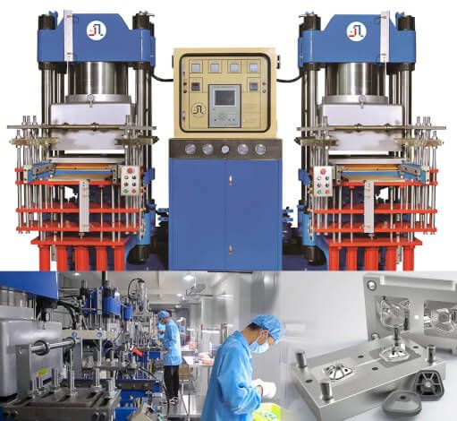 Injection molding machine producing finished silicone parts